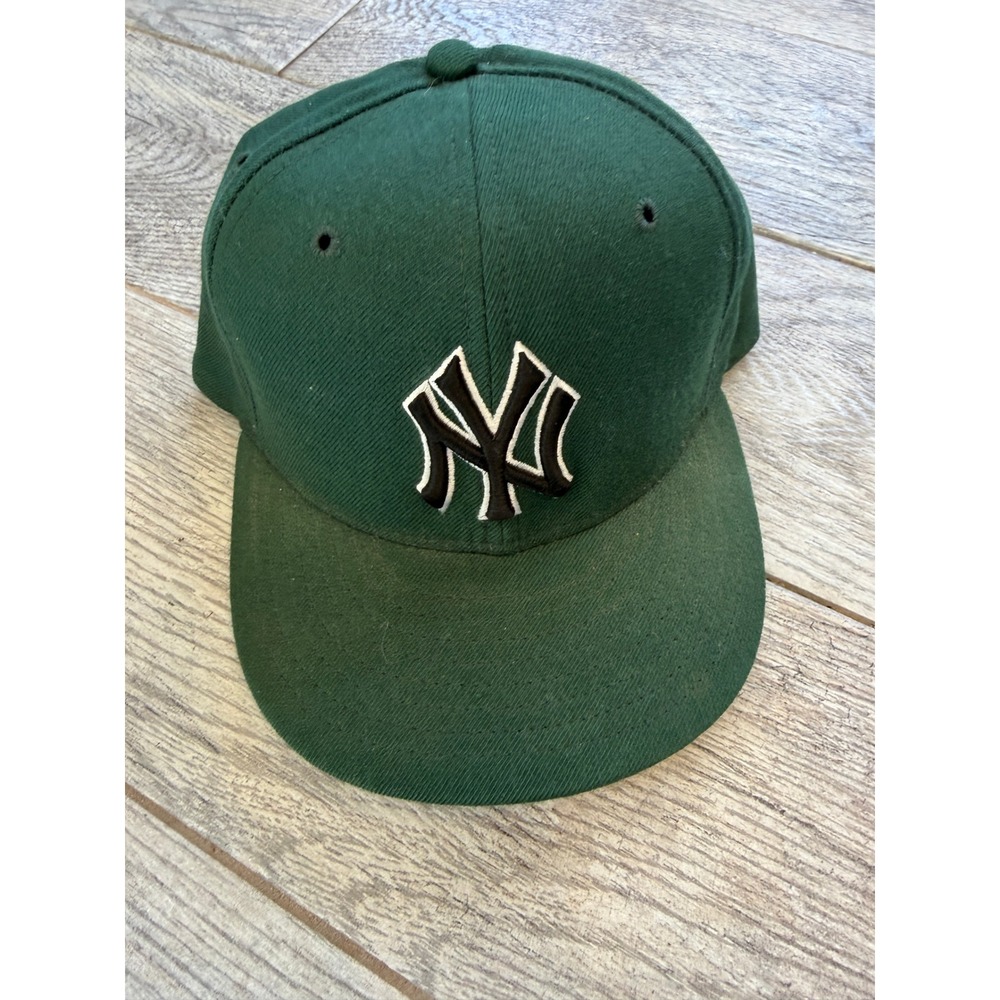 New Era New York Yankees Green 59FIFTY Fitted MLB Baseball Cap Hat Wool Mens 7.5